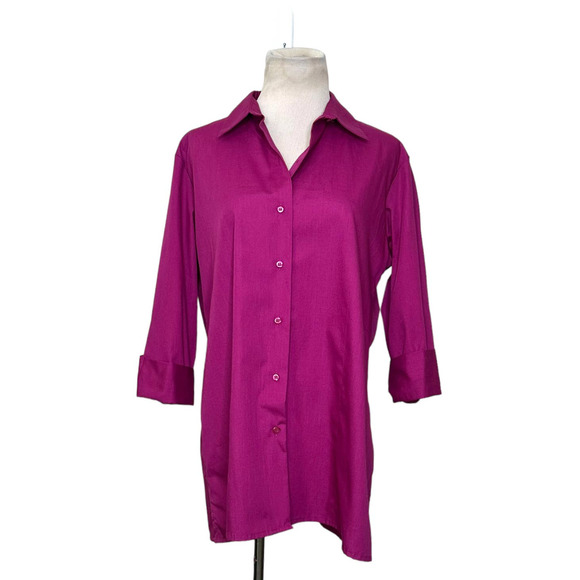 Blue Generation Fuchsia 3/4 sleeves button shirt size M - Picture 1 of 12